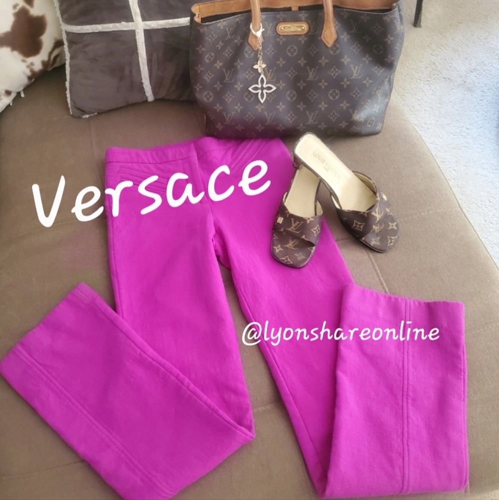💯 Versace Classic Pencil Trousers in Fuchsia